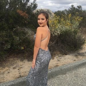 Silver sparkly prom dress